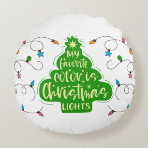 Coussins Ronds Ma couleur préférée est les lumières de Noël-99980