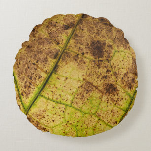 Coussins Ronds Macro-feuille Jaune et Mort Brown