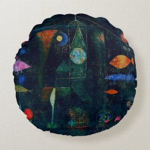 Coussins Ronds Magie de poisson de Paul Klee Peinture Abstraite A