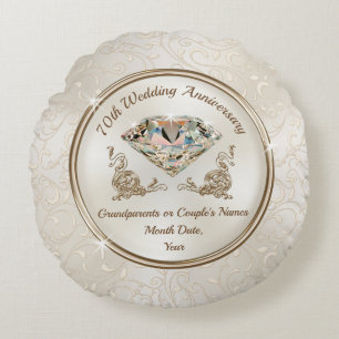 Coussins Ronds Magnifique cadeau personnalisé de 70 ans