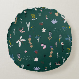 Coussins Ronds Magnifique conception florale botanique