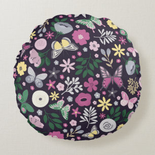 Coussins Ronds Magnifique conception florale botanique