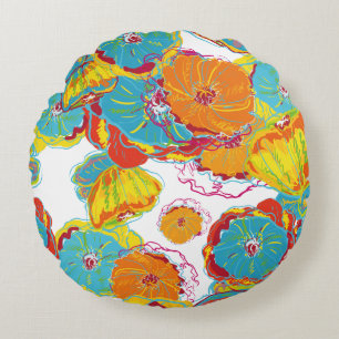 Coussins Ronds Magnifique conception florale botanique