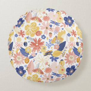 Coussins Ronds Magnifique conception florale botanique