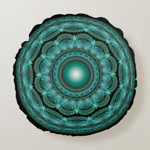 Coussins Ronds Magnifique mandala fractal brillant