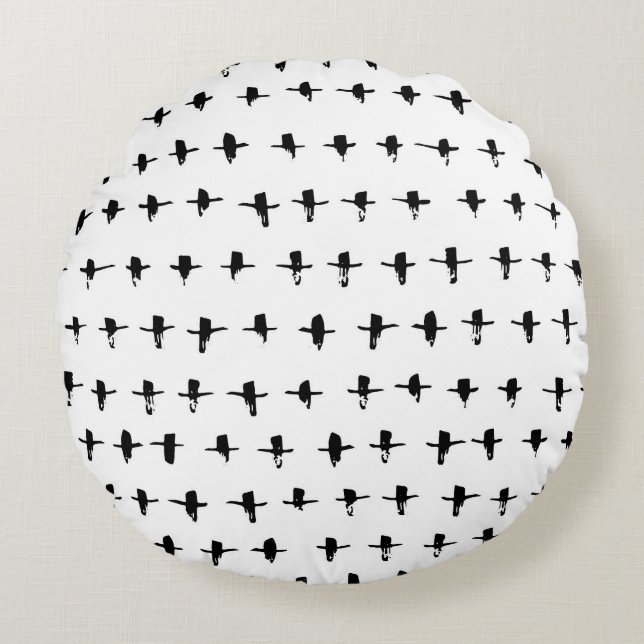 Coussins Ronds Main de croix noires dessinée géométrique (Devant)