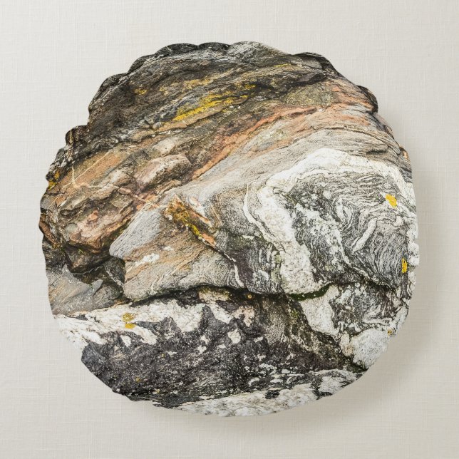 Coussins Ronds Maine Coast Rocks Nature Noir (Devant)