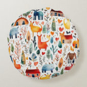 Coussins Ronds Maisons rouges et maisons mignonnes Feuille de pap (Dos)