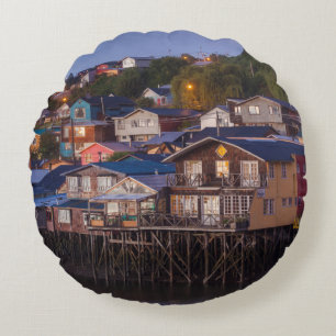 Coussins Ronds Maisons sur pilotis Palafito, vue surélevée