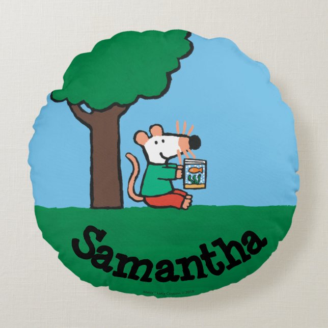 Coussins Ronds Maisy lit son livre de bibliothèque dehors (Devant)