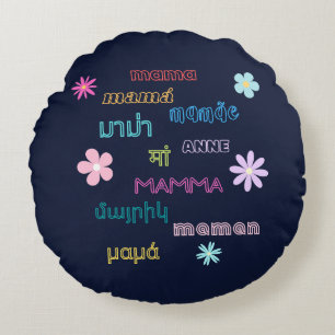 Coussins Ronds Mama Word dans différentes langues International