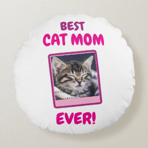 COUSSINS RONDS MAMAN CHAT PERSONNALISÉE FÊTE DES MÈRES JOURNÉE AN