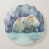 Coussins Ronds manate, neige, aquarelle (Dos)