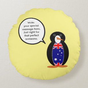 Coussins Ronds Manchot parlant australien personnalisé