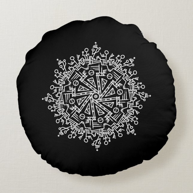 Coussins Ronds Mandala blanc (Dos)