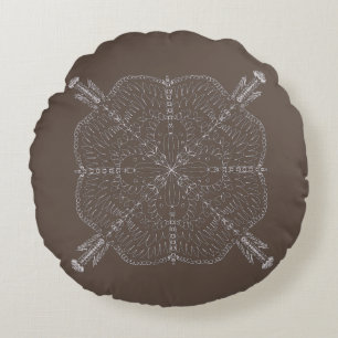 Coussins Ronds Mandala Bohème Minimaliste Dessiné à la Main Marro
