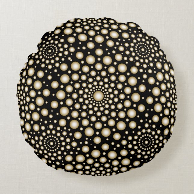 Coussins Ronds Mandala de cercles (Devant)