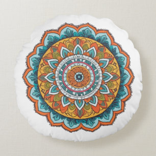 Coussins Ronds mandala de diverses couleurs