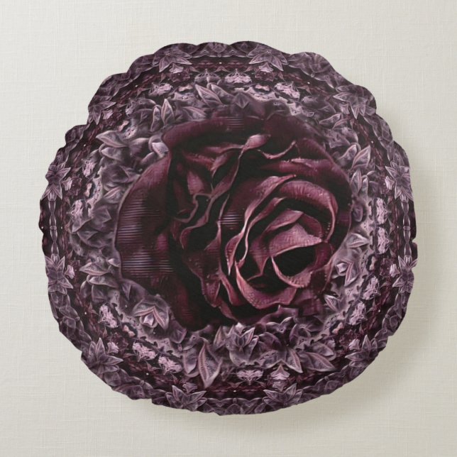 Coussins Ronds Mandala de rose  (Devant)