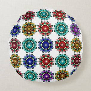 Coussins Ronds Mandala en différentes couleurs