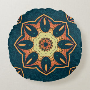 Coussins Ronds Mandala ethnique : motif vintage sans soudure