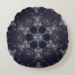 Coussins Ronds Mandala Étoile de la Mer Corail Teintes Noir Gris