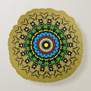 Coussins Ronds Mandala Floral Sans Couture