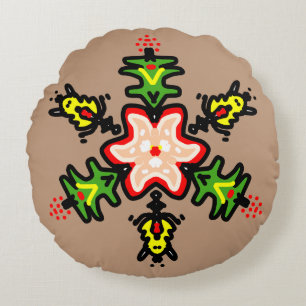Coussins Ronds Mandala floral vert