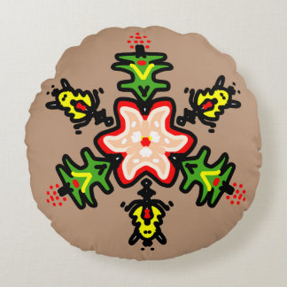 Coussins Ronds Mandala floral vert