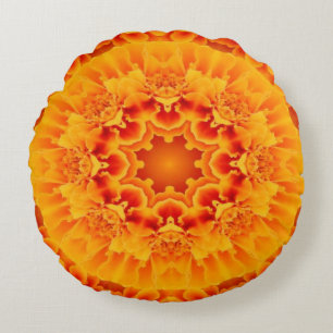 Coussins Ronds Mandala orange de souci