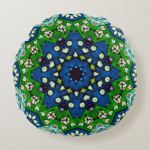 Mandala Retro Mosaic Vert Motif bleu
