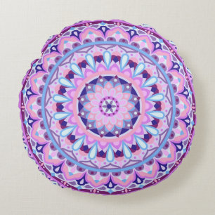 Coussins Ronds Mandala Violet Bohème Géométrique Méditation Confo