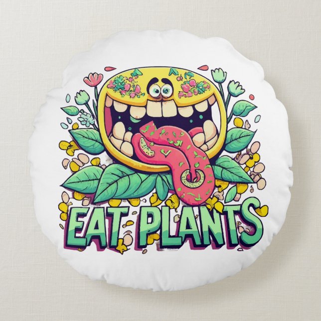 Coussins Ronds Manger des plantes (Devant)