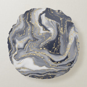 Coussins Ronds Marbled Gray, White and Gold