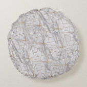 Coussins Ronds marbre blanc avec texture d'incrustation géométriq (Dos)