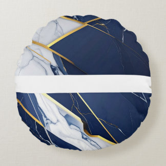 Coussins Ronds Marbre géométrique bleu marine et or de luxe