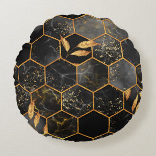 Coussins Ronds Marbre hexagone texture transparente avec feuilles