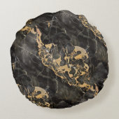 Coussins Ronds marbre noir avec texture or (Dos)