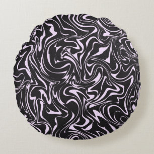 Coussins Ronds Marbre noir et rose Abstrait Motif Throw Pillo