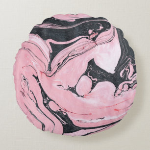 Coussins Ronds Marbre rose noire : Art Abstrait