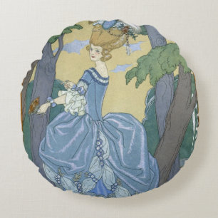 Coussins Ronds Marchez dans la forêt, illustration pour des