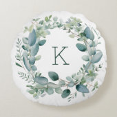 Coussins Ronds Mariage aux feuilles de eucalyptus Monogram (Devant)