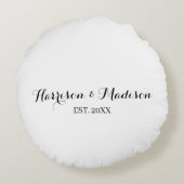 Coussins Ronds Mariage de date de nom de couple de script personn (Dos)