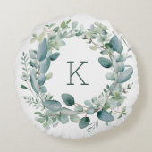 Coussins Ronds Mariage Feuille Monogram Eucalyptus Greenery (Dos)