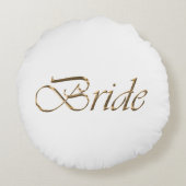 Coussins Ronds Mariée, écriture or élégant chic blanc (Dos)