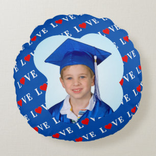 Coussins Ronds Marine Blue LOVE Retro Élégant