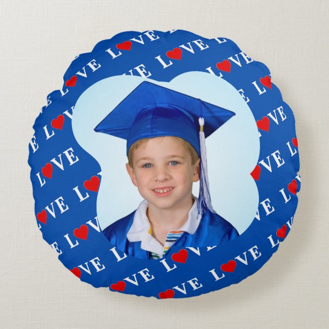 Coussins Ronds Marine Blue LOVE Retro Élégant (Devant)