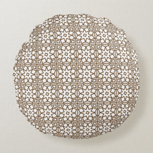 Coussins Ronds Marocain géométrique étoile en treillis beige vint