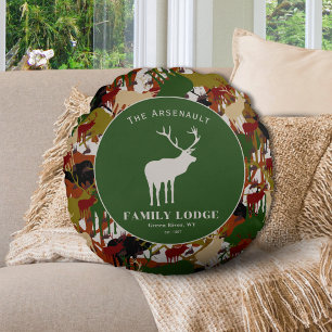 Coussins Ronds Marron Vert Camouflage Personnalisé