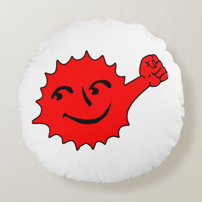 Coussins Ronds Mascotte Soleil Rouge Cheer (Devant)